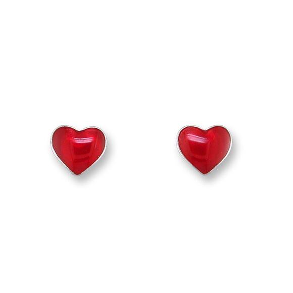 Zarah Little Red Heart Stud Earrings Silver Plated Valentine Love Hearts - Picture 2 of 3